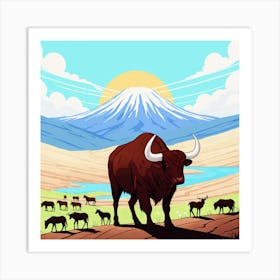 Illustration Of A Bull 1 Art Print