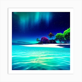 Tropical Island At Night Art Print