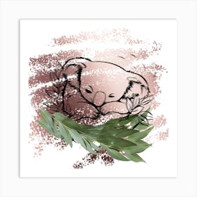 Koala sleeping In The Dark Art Print