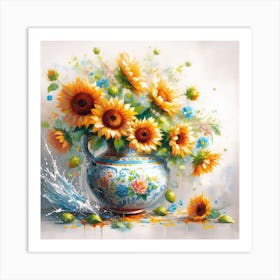 Sunflowers In A Vase 5 Art Print