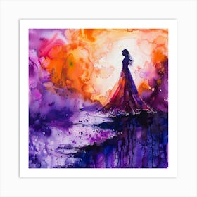 Watercolor Of A Woman In A Dress Art Print