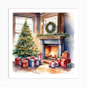 Christmas Tree And Presents 11 Art Print