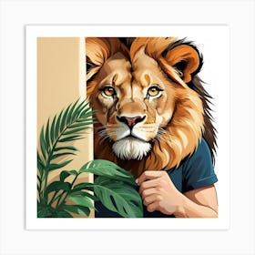 Graphic Design Peeking Lion Art 3 Art Print