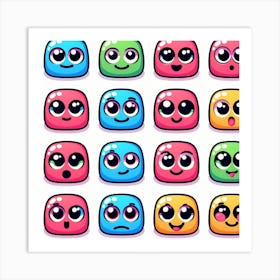 Cute Emoticons Set Art Print