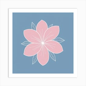 A White And Pink Flower In Minimalist Style Square Composition 164 Art Print