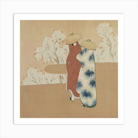 Two Women In Kimono Art Print