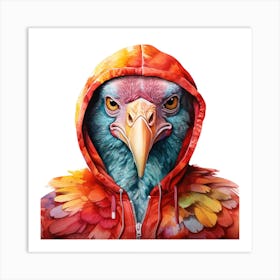 Watercolour Cartoon Turkey In A Hoodie 1 Art Print