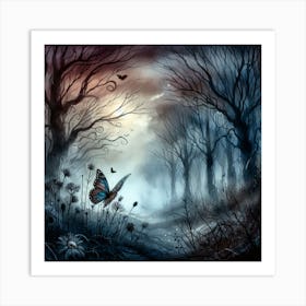 Butterfly in Dark Haunted Woods IV Art Print