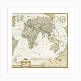 World Map Illustration Country Texture Cartography Travel 2 Art Print
