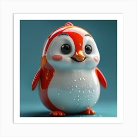 Cute Red Penguin  Art Print