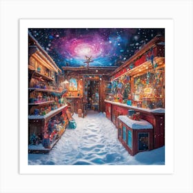 Santa's Christmas Shop Art Print