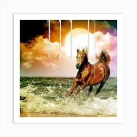 Horse On The Beach Art Print