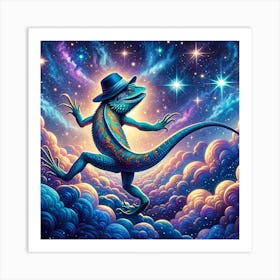 Lizard Dancing In The Cosmos Art Print