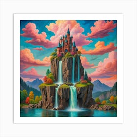 Enchanted Heights The Castle Of Cascading Waters (15) Art Print