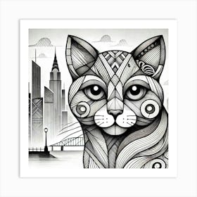 Rusty Spark City Cat Art Print