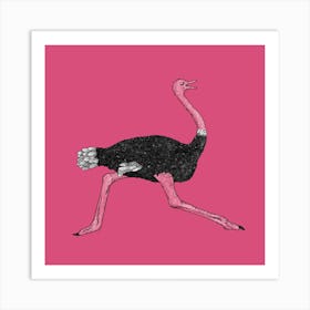 Running Ostrich Square Art Print