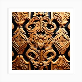 Gold Ornate Carving Art Print