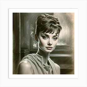 Chalk Painting Of Audrey Hepburn Art Print