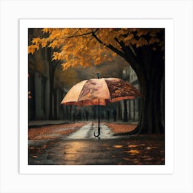An Umbrella Falling To The Ground Rain Falling 6 Art Print