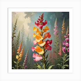 Snapdragon Floral Botanical Vintage Poster Flower Art Print 2 Art Print