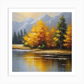 Autumn Trees By The Lake 4 Art Print