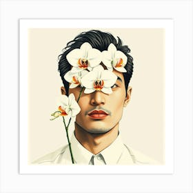 Man With Orchids Art Print