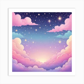 Sky With Twinkling Stars In Pastel Colors Square Composition 213 Art Print