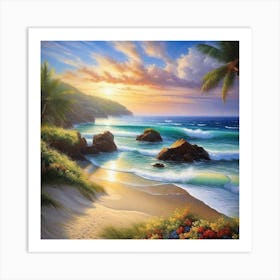 Sunset On The Beach 53 Art Print