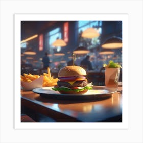 Burger In A Restaurant 22 Art Print