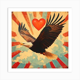 Art Deco Eagle with Heart-shaped Cloud 1 Art Print