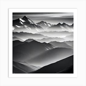 Black And White Mountain Range 1 Art Print