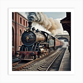 Steam train created using Imagine AI Art Art Print