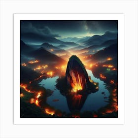 Mountain In Flames Art Print