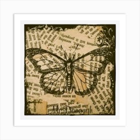 Butterfly On Old Book Page Art Print