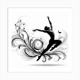 Line Art dancer silhouette 1 Art Print