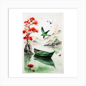 Asian Boat Painting Art Print