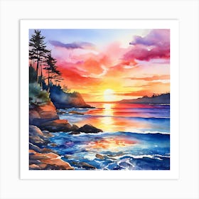 Sunset On The Beach 3 Art Print