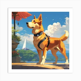 Dog On A Boat Art Print