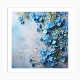 Blue Flowers On A White Background Art Print