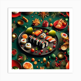 Christmas Sushi Plate on the table Art Print