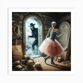 Skeletons In The Graveyard Art Print