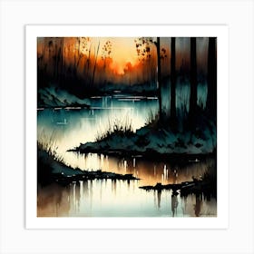 Sunset In The Woods 4 Art Print