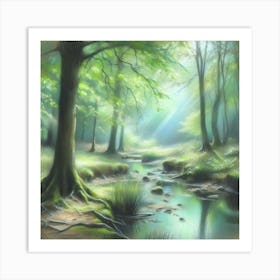 Stream In The Forest Art Print