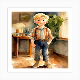 Boy In The Kitchen Art Print