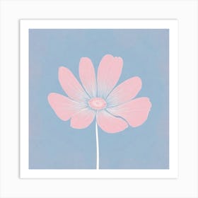 A White And Pink Flower In Minimalist Style Square Composition 596 Art Print