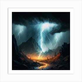 Impressive Lightning Strikes In A Strong Storm 11 Art Print