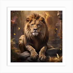 Lion In The Forest Art Print