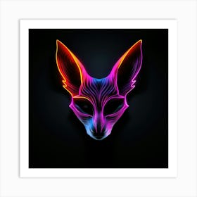 Neon Cat Head 1 Art Print