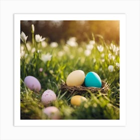 Easter Eggs In The Grass Art Print