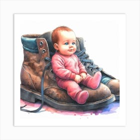 Baby In Boots Art Print